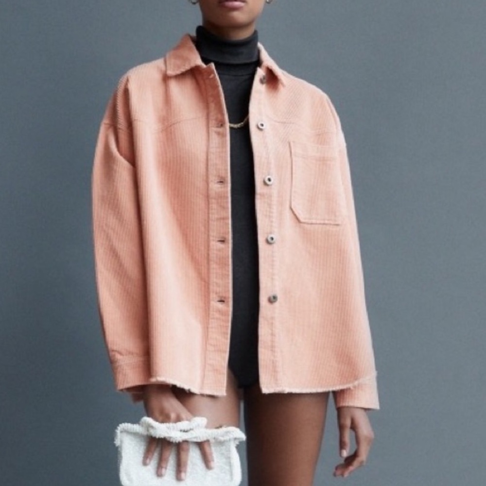 Zara Pink Corduroy Shirt Jacket